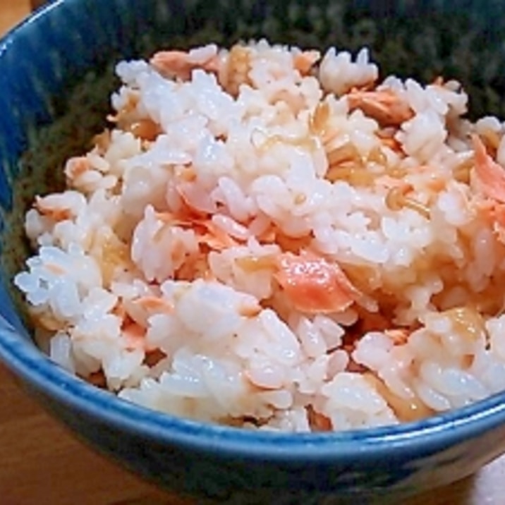 シャケとなめ茸の簡単混ぜご飯(＾＾)
